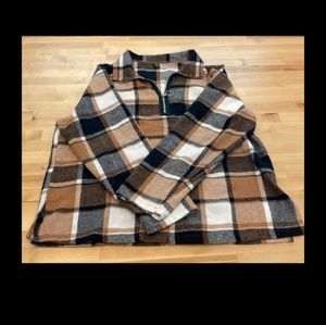 Plaid half zip plus size 3x